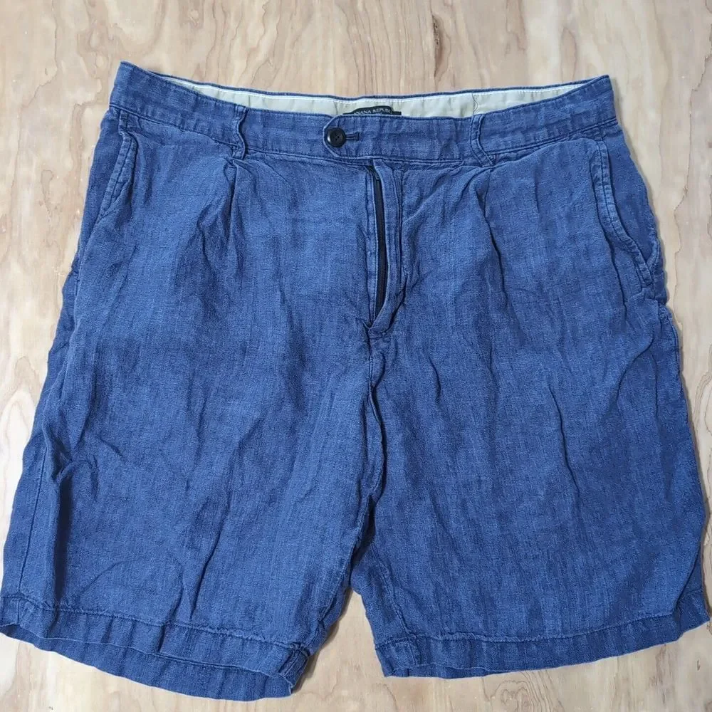 Men's Banana Republic 100% Linen Shorts‎ Size 35x9
